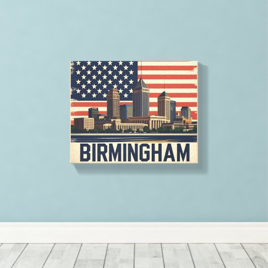 Birmingham City Alabama Skyline Canvas Afdruk (Insitu (Houten vloer))