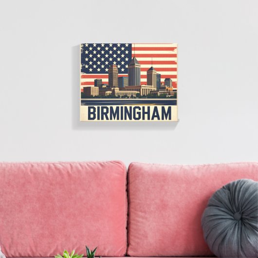 Birmingham City Alabama Skyline Canvas Afdruk (Insitu (Woonkamer))