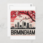 Birmingham City Alabama Skyline T-shirt Briefkaart (Voorkant / Achterkant)