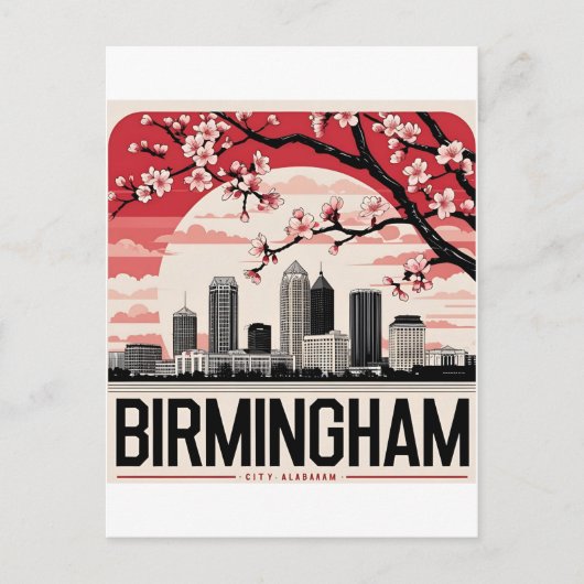 Birmingham City Alabama Skyline T-shirt Briefkaart (Voorkant)