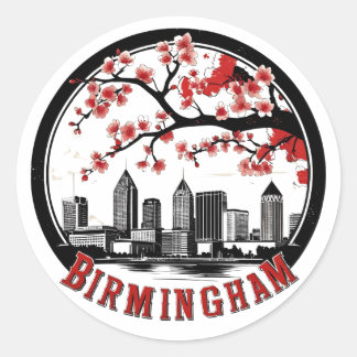 Birmingham City Alabama Skyline T-shirt Ronde Sticker