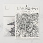Birmingham City Map Postcard Charcoal Urban Sketch Briefkaart (Voorkant / Achterkant)