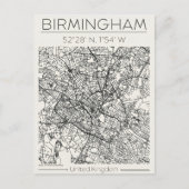 Birmingham City Map Postcard Charcoal Urban Sketch Briefkaart (Voorkant)