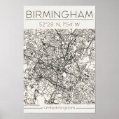 Birmingham City Map Poster – Modern Minimal Urban  (Voorkant)