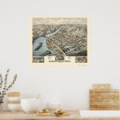 Birmingham, CT Panoramic Map - 1876 Poster (Keuken)
