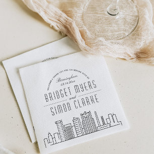 Birmingham Deco Skyline Weddenschap Napkins Servet