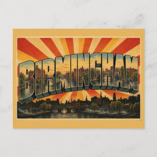 Birmingham Engeland Kanälen & Wilgen Bomen Vintage Briefkaart