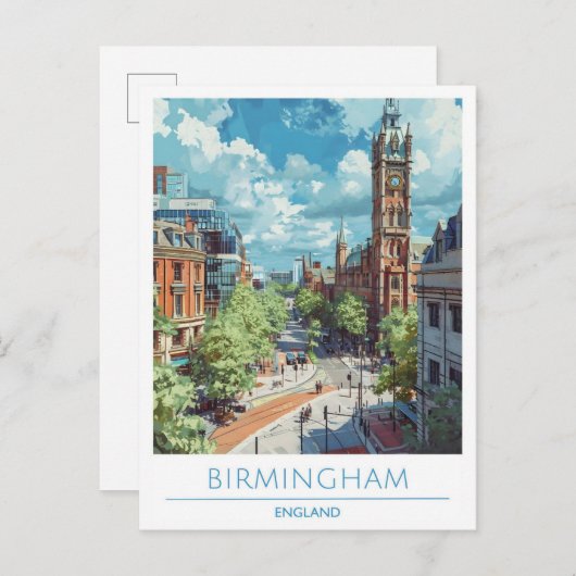Birmingham Engeland Reizen Briefkaart (Voorkant / Achterkant)