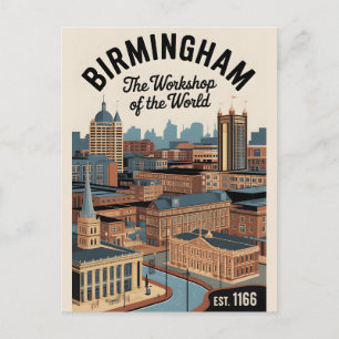 Birmingham Engeland Retro Silhouette Reis Briefkaart