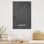Birmingham, Engeland (wit op zwart) Poster (Keuken)