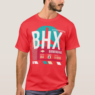 Birmingham England BHX Airport Code Bagage Label T-shirt