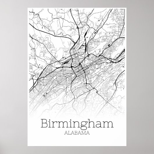 Birmingham Map - Alabama - City Map Poster (Voorkant)