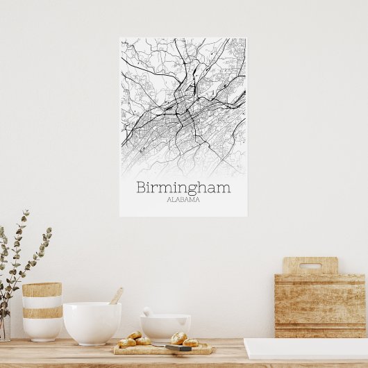 Birmingham Map - Alabama - City Map Poster (Keuken)