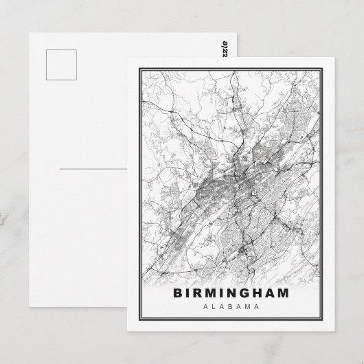 Birmingham Map Briefkaart (Voorkant / Achterkant)