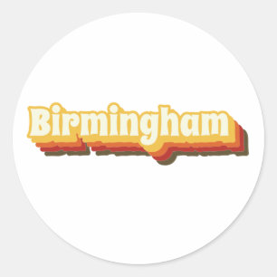 Birmingham Retro tekst Ronde Sticker