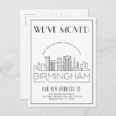 Birmingham Silhouette Moderne Deco Adreswijziging Aankondigingskaart (Voorkant / Achterkant)