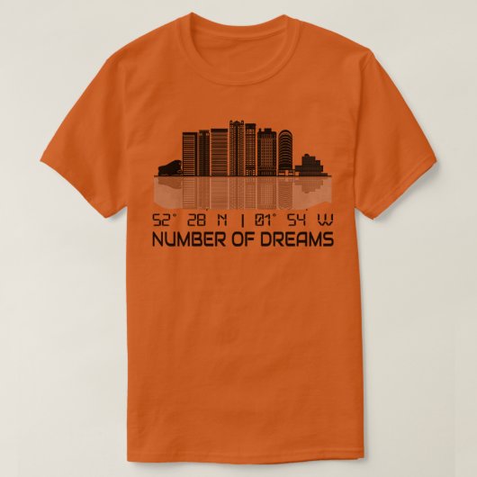 Birmingham Skyline GPS coördinaten stad T-shirt (Design voorkant)