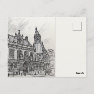 Birmingham stadsplattegrond ansichtkaart houtskool briefkaart