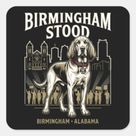 Birmingham Stood Bloodhound Civil Rights Heritage Vierkante Sticker