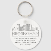Birmingham Stylized Skyline | Aangepaste slogan Sleutelhanger (Voorkant)