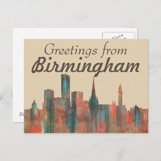 BIRMINGHAM UK SKYLINE BRIEFKAART (Voorkant / Achterkant)