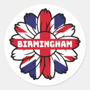 Birmingham Union Jack Sunflower Britse trots Ronde Sticker