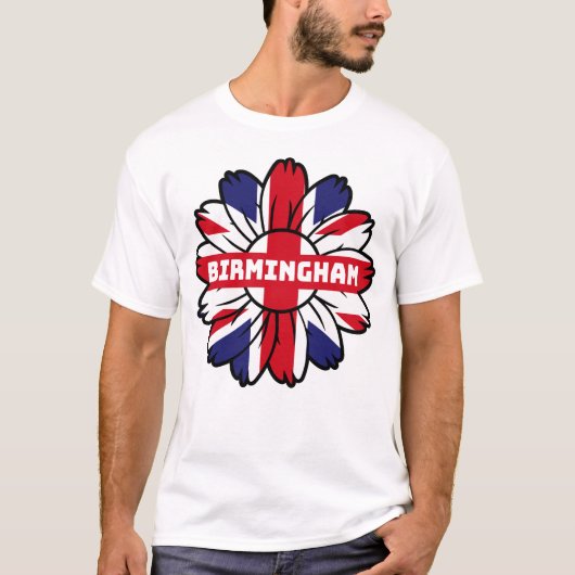 Birmingham Union Jack Sunflower Britse trots T-shirt (Voorkant)