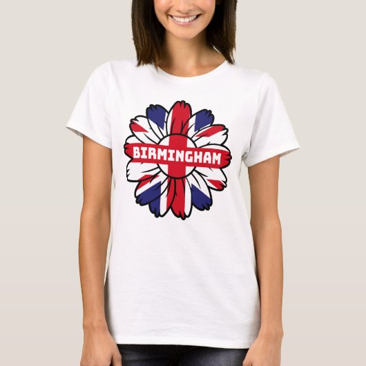 Birmingham Union Jack Sunflower Britse trots T-shirt (Voorkant)