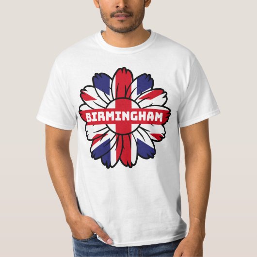 Birmingham Union Jack Sunflower Britse trots T-shirt (Voorkant)
