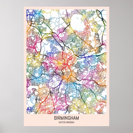 Birmingham United Kingdom City Map Poster (Voorkant)