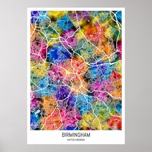 Birmingham Verenigd Koninkrijk Stadsplattegrond Poster (Voorkant)