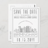 Birmingham Wedding Stylized Skyline Save the Date Briefkaart (Voorkant / Achterkant)