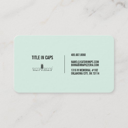 Birra - Alle managers Visitekaartje (Achterkant)