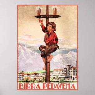 BIRRA PEDAVENA 1920  Italiaans bier Advert Poster