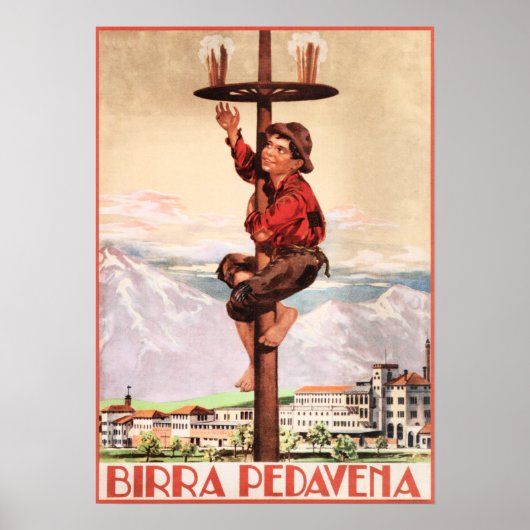 BIRRA PEDAVENA 1920  Italiaans bier Advert Poster (Voorkant)