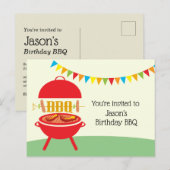 birt BBQ, barbecue, bbq grill, Invitation Postcard Uitnodiging Briefkaart (Voorkant / Achterkant)