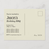 birt BBQ, barbecue, bbq grill, Invitation Postcard Uitnodiging Briefkaart (Achterkant)