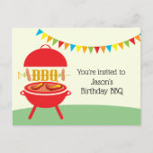 birt BBQ, barbecue, bbq grill, Invitation Postcard Uitnodiging Briefkaart (Voorkant)