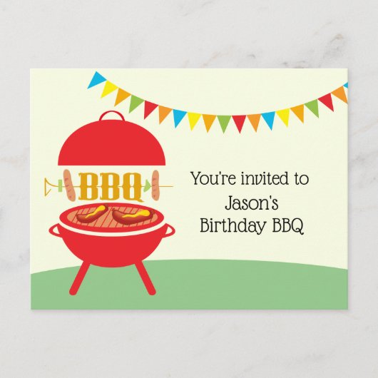 birt BBQ, barbecue, bbq grill, Invitation Postcard Uitnodiging Briefkaart (Voorkant)