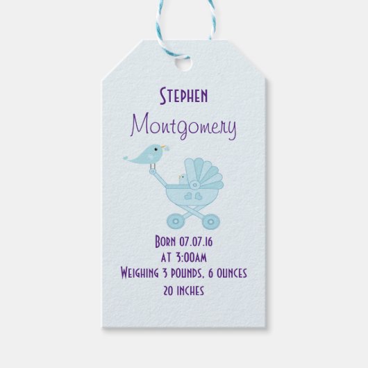 Birth Announcement Baby Bird Cadeaulabel (Voorkant)