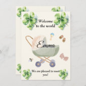 Birth announcement baby clover kaart (Voorkant / Achterkant)