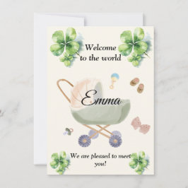 Birth announcement baby clover kaart