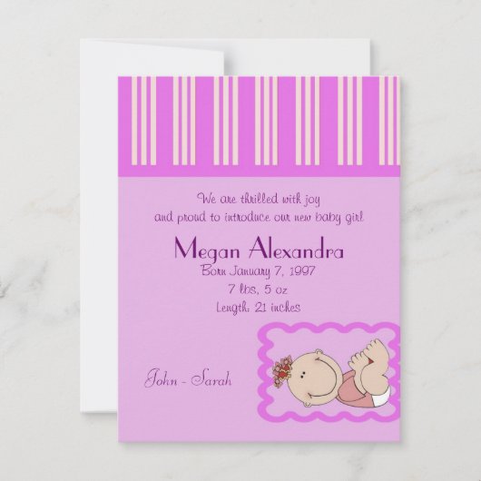 Birth Announcement Baby Girl Aankondiging (Voorkant)