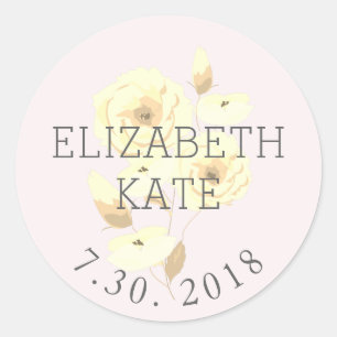 Birth Announcement Baby Girl Pink Floral Sticker