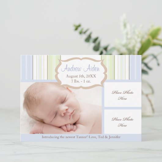 Birth Announcement Boy Aankondiging (Staand voorkant)