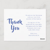 Birth Announcement Briefkaart, Boys monogram Briefkaart (Achterkant)