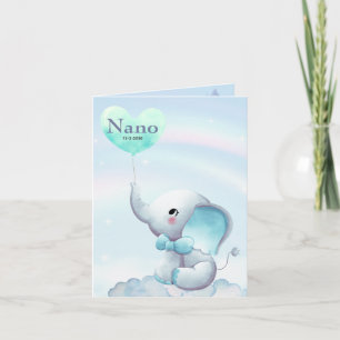 Birth announcement card boy - Elephant on cloud Aankondiging