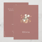 Birth Announcement Card Cute Little Mouse Notitiekaartje (Voorkant / Achterkant)