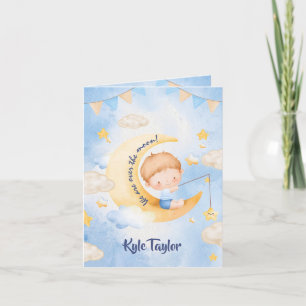 Birth announcement card - We are over the moon! Aankondiging