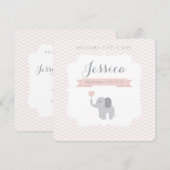 Birth Announcement Girl Elephant Chevron Cute Aankondiging (Voorkant / Achterkant)